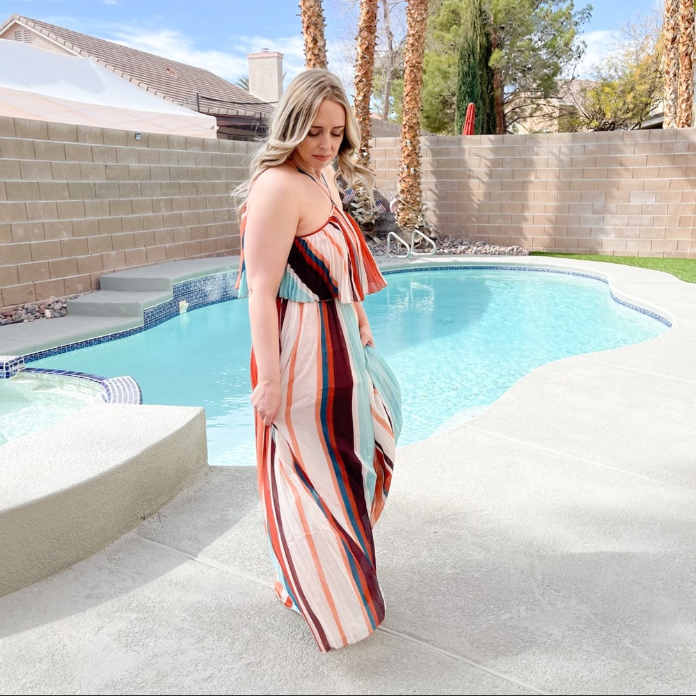 multi stripe crop top and maxi skirt set - Picture 2 of 15